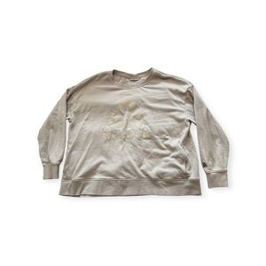 Reeboks Women’s Oversized Size 1X beige Logo Pullover Sweater Crewneck w/ Pocket